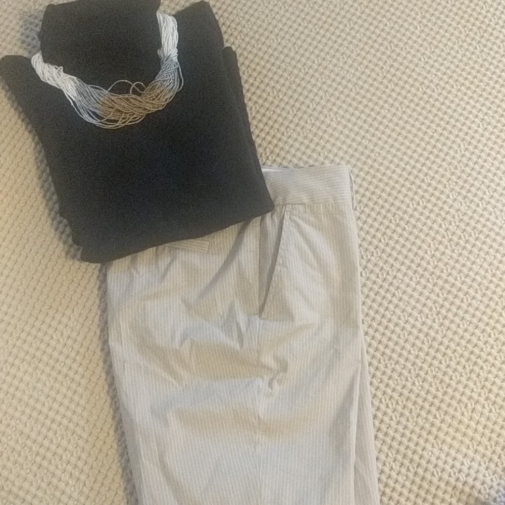 Banana Republic tan pinstriped pants